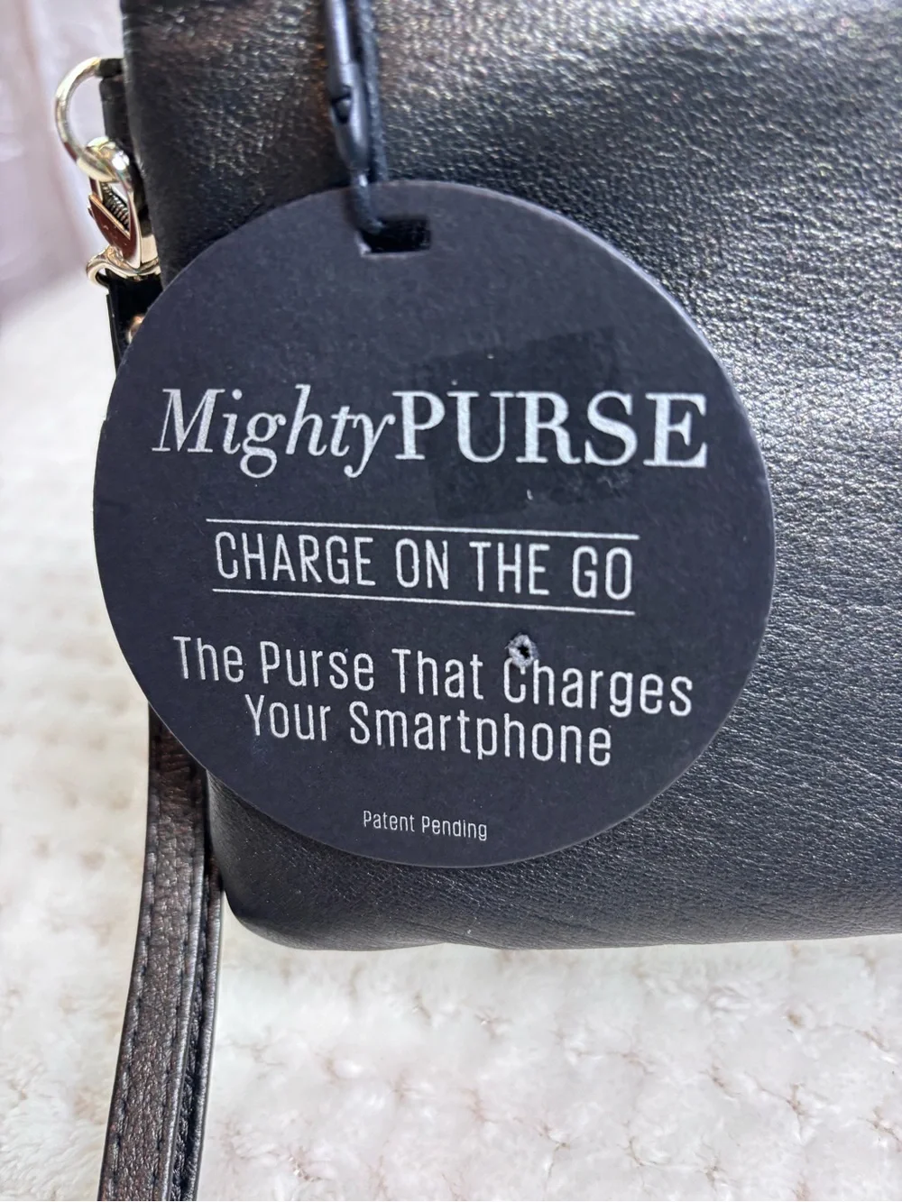 H&Butler Mighty Purse Smooth Black Leather Wristlet w/Built-in Phone Charger